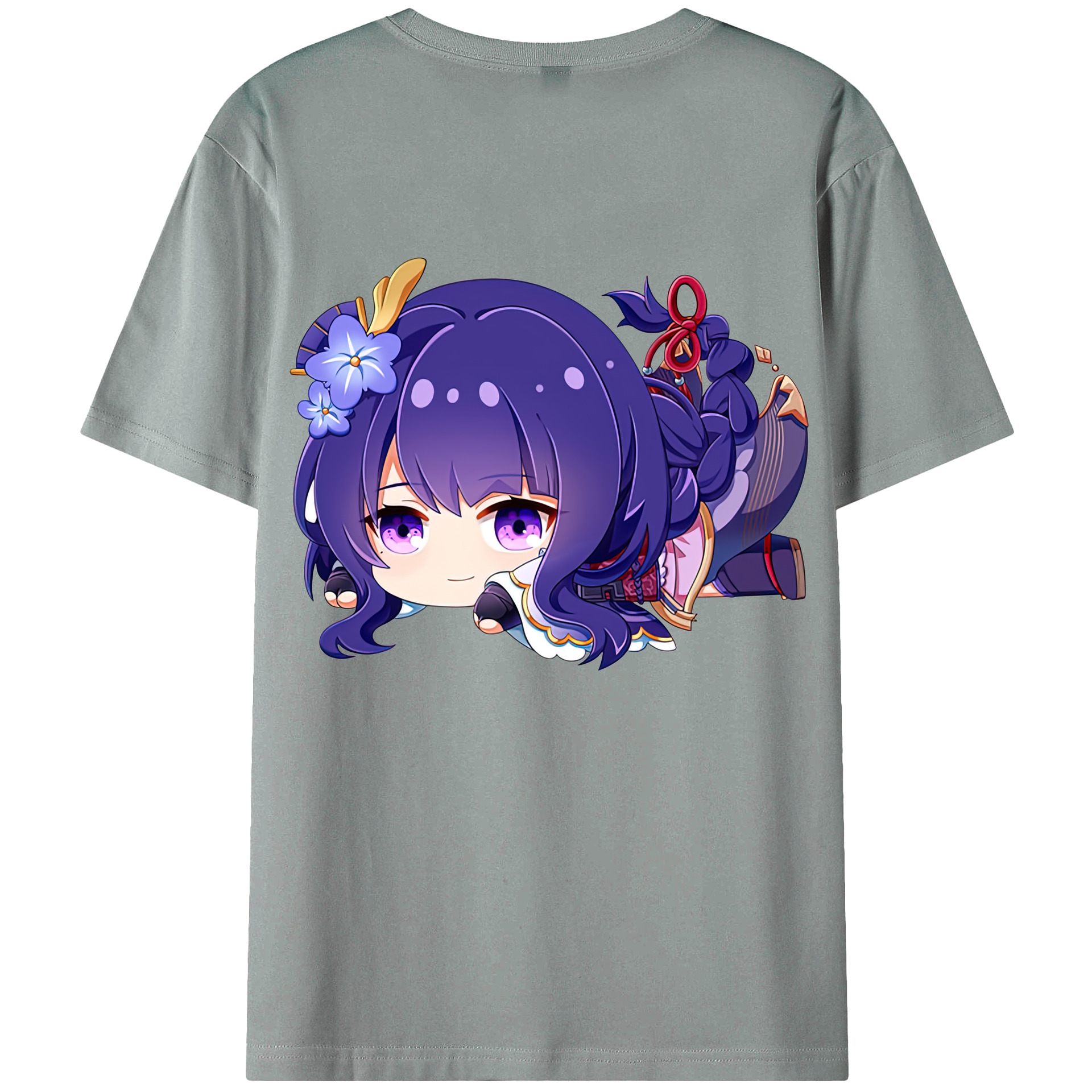 げんし神 雷電将軍 らいでんしょうぐん genshin Raiden Shogun 綿100％ メンズ半袖Tシャツ（バックプリント） 通気性